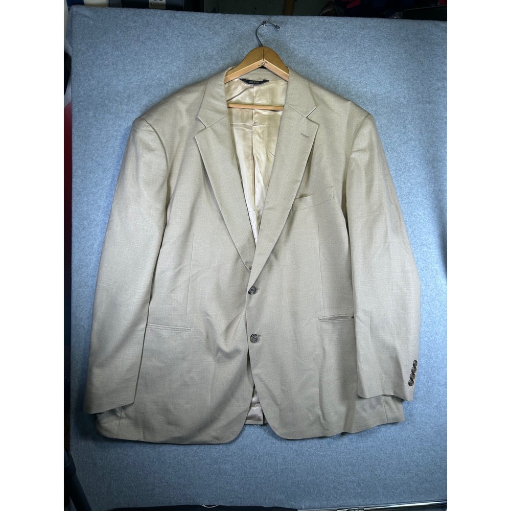 Stafford Mens Blazer Sport Coat Jacket Tan Beige 2 Button Size 50R 52R 26x31.5